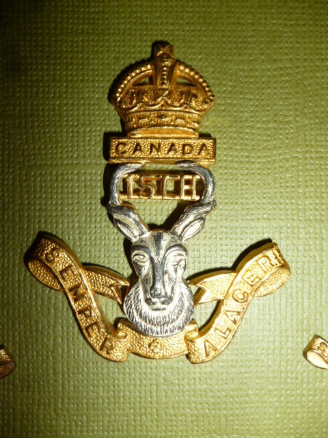 C26 - 15th Alberta Light Horse post 1907 Officer's Cap & Collar Badge Framed Set